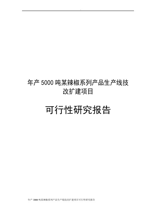 年产5000吨某辣椒系列产品生产线技改扩建项目可行性研究报告