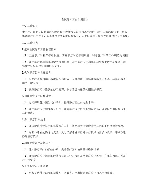 全院静疗工作计划范文