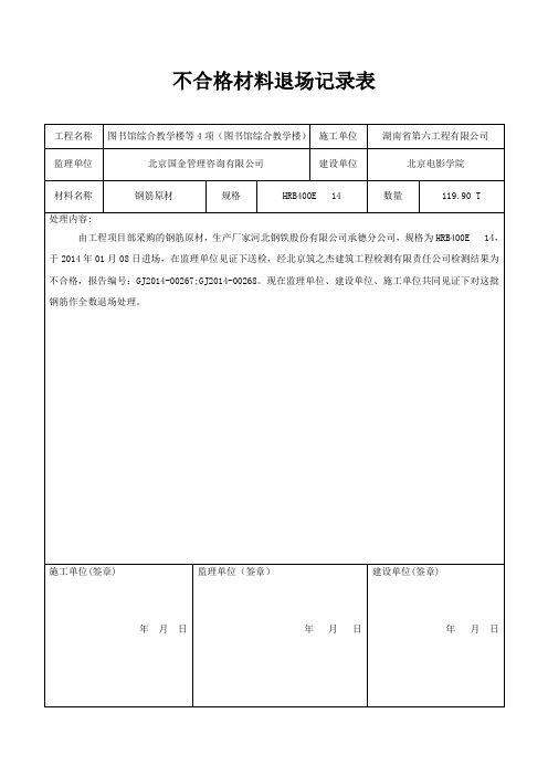 不合格材料退场记录表