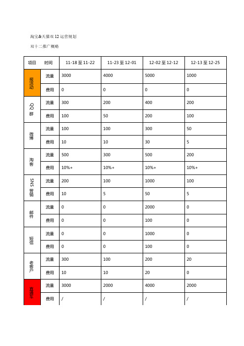 淘宝&天猫双12运营规划推广方案