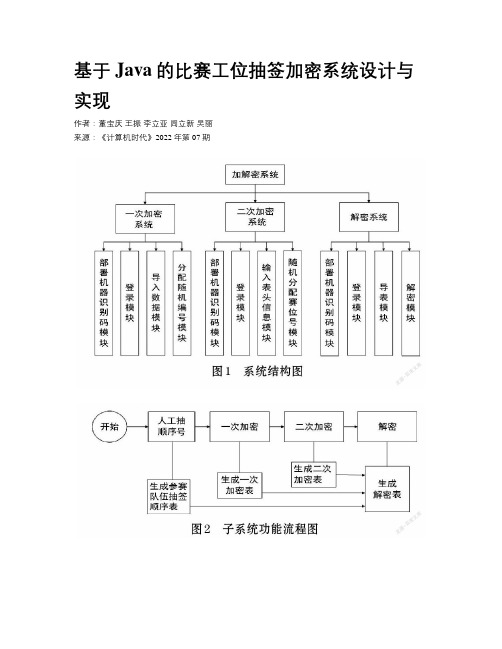 基于Java的比赛工位抽签加密系统设计与实现