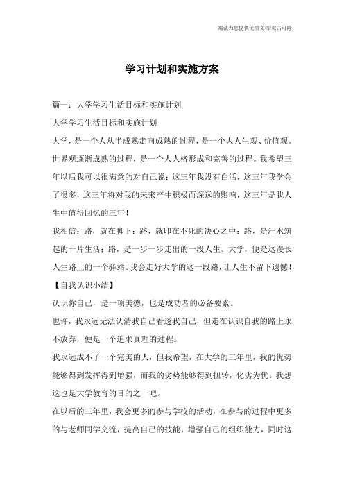 学习计划和实施方案