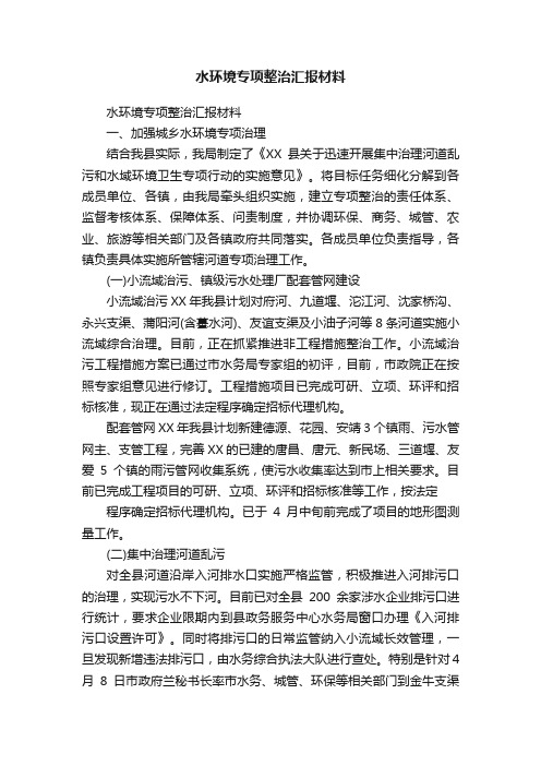 水环境专项整治汇报材料