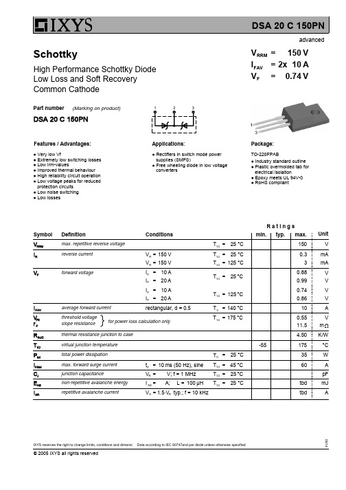 IXYS SEMICONDUCTOR DSA 20 C 150PN 说明书