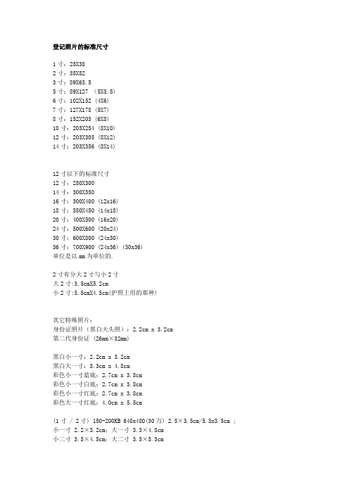 登记照片的标准尺寸