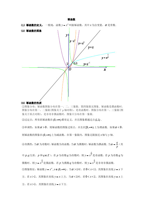 幂函数知识点总结及练习题