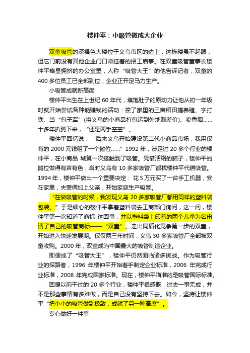 楼仲平：小吸管做成大企业