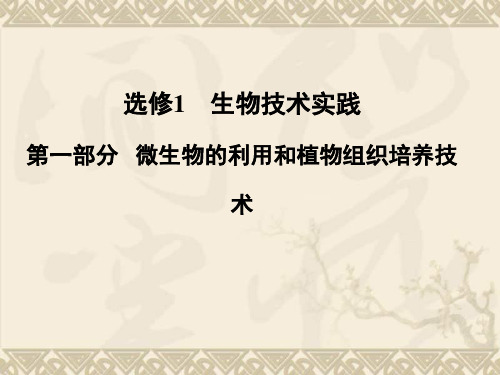 高考生物一轮复习 第一部分 微生物的利用和植物组织培养技术课件 浙科版选修1