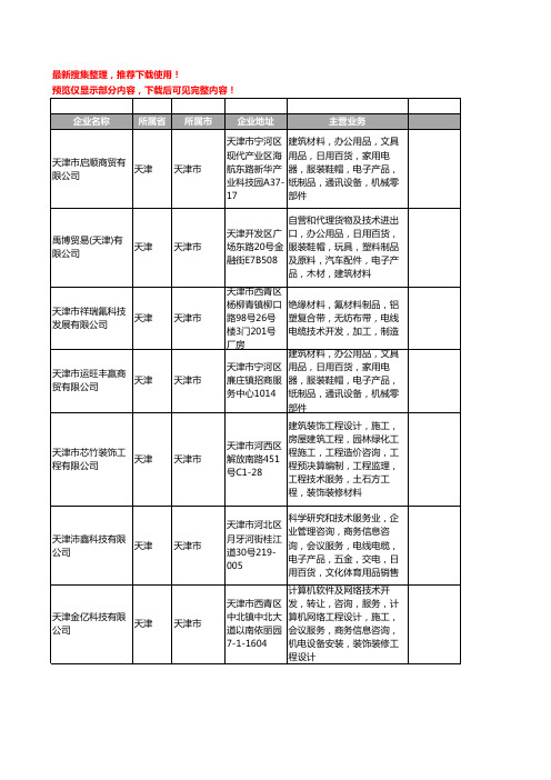 新版天津市电线工商企业公司商家名录名单联系方式大全400家