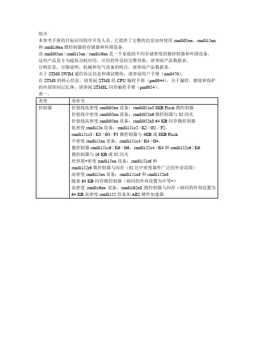 STM8L15X中文参考手册资料