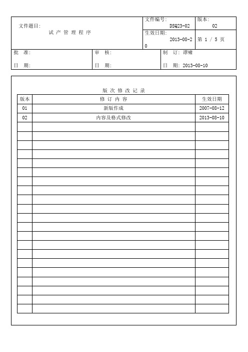 新产品试产管理流程图