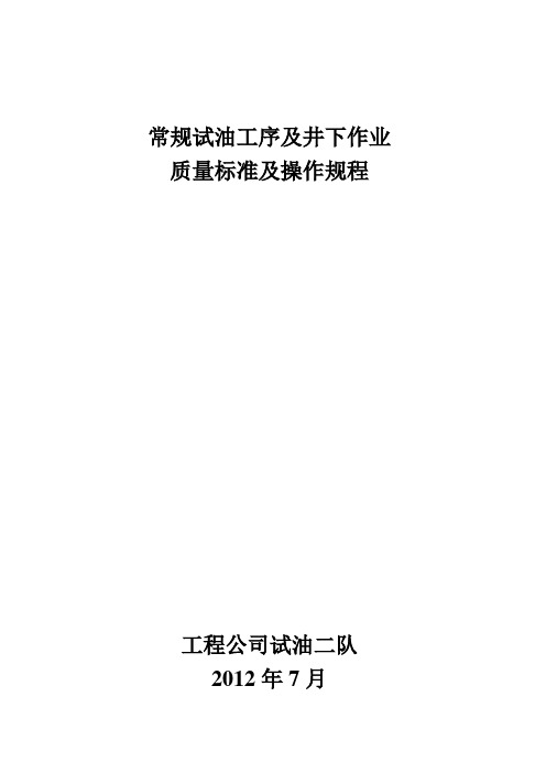 试油气及井下作业质量标准及操作规程[1]