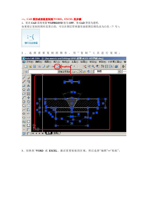 CAD和WORD、EXCEL之间的图形或表格相互复制的方法