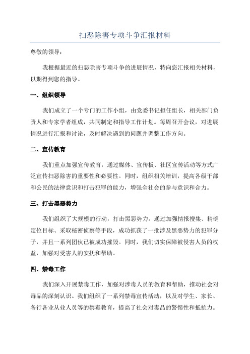 扫恶除害专项斗争汇报材料