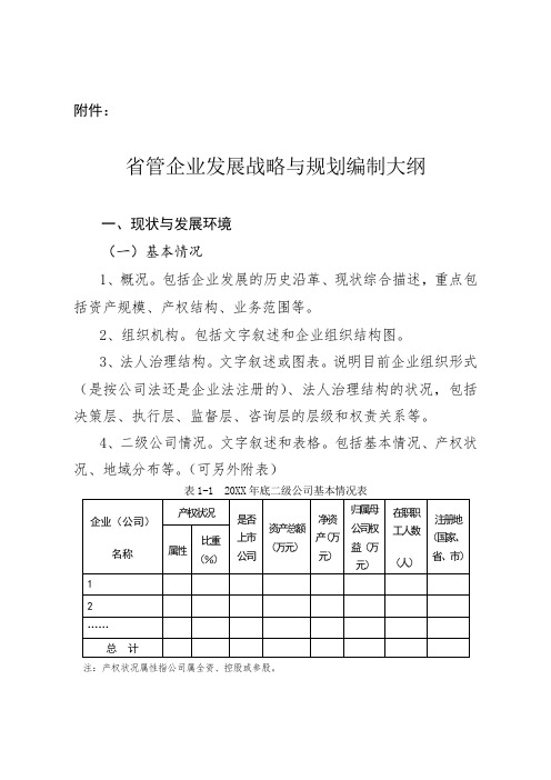 发展战略-省管企业发展战略与规划编制大纲 精品