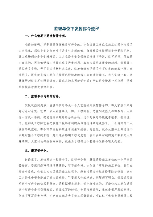 监理单位下发暂停令流程