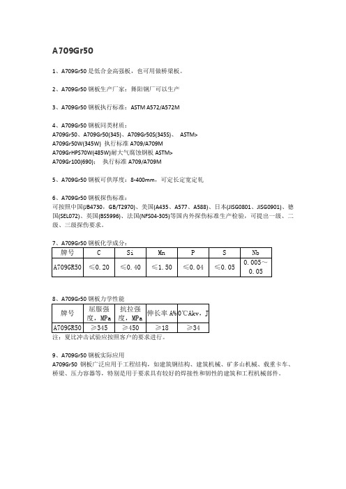 A709Gr50钢板简介及应用