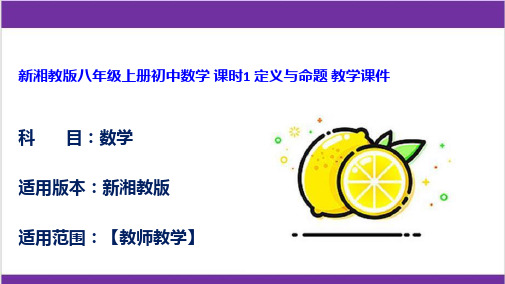 新湘教版八年级上册初中数学 课时1 定义与命题 教学课件