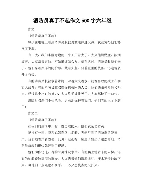 消防员真了不起作文500字六年级