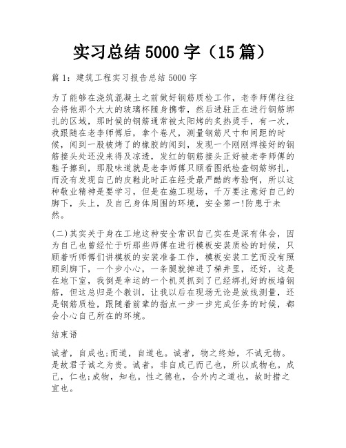 实习总结5000字(15篇)