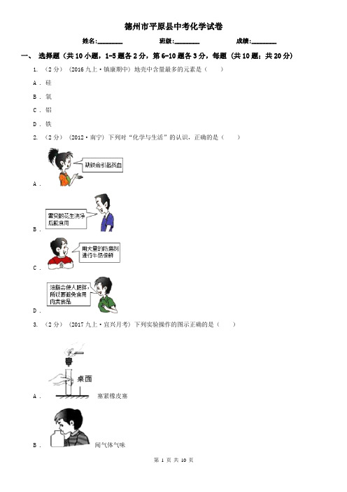 德州市平原县中考化学试卷