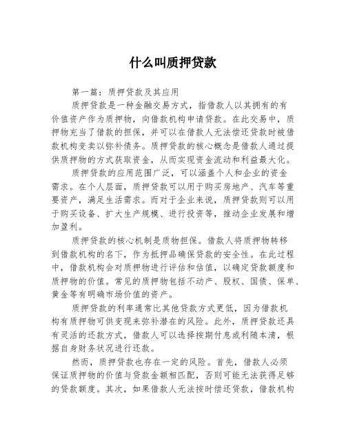 什么叫质押贷款2篇