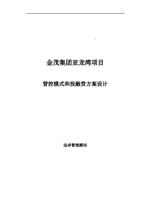 金茂集团亚龙湾规划项目管控模式和投融资方案计划设计