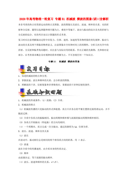 2020年高考物理一轮复习 专题51 机械波 横波的图象(讲)(含解析.doc