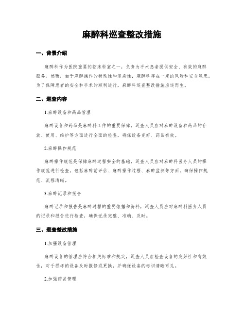 麻醉科巡查整改措施