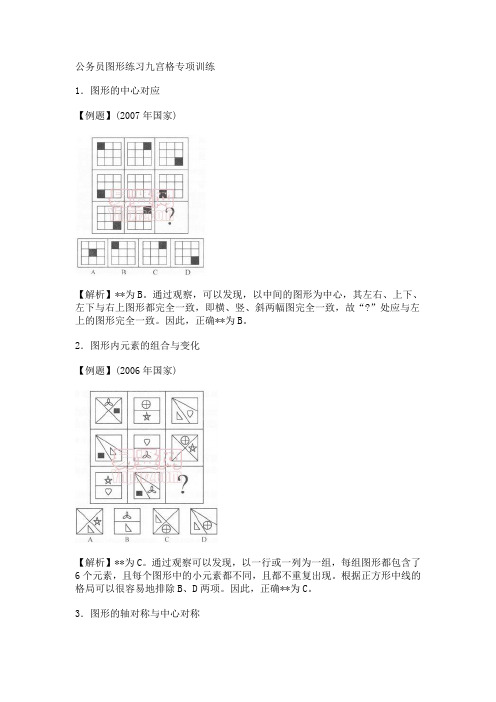 公务员图形推理九宫格专项训练