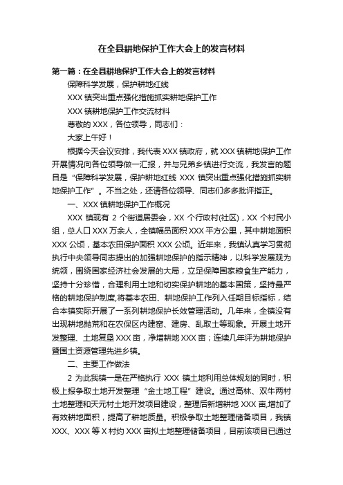 在全县耕地保护工作大会上的发言材料