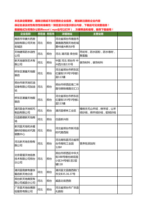 新版河北省邢台天地工商企业公司商家名录名单联系方式大全42家