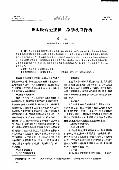 我国民营企业员工激励机制探析