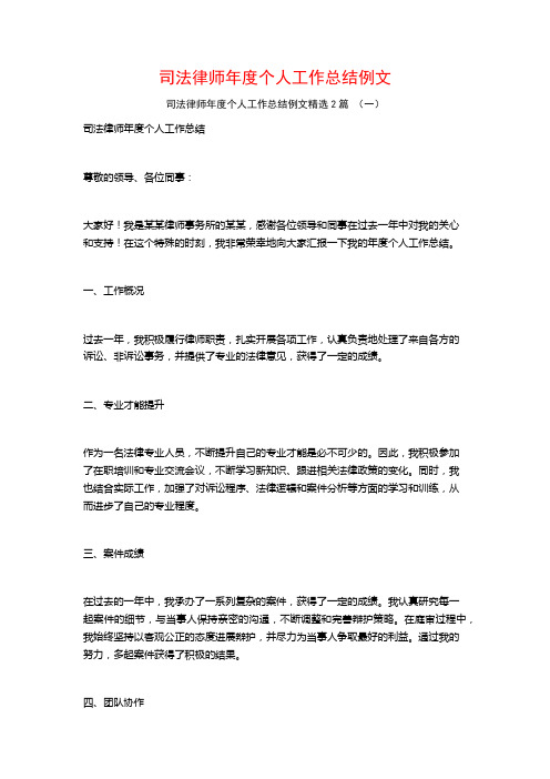 司法律师年度个人工作总结例文2篇