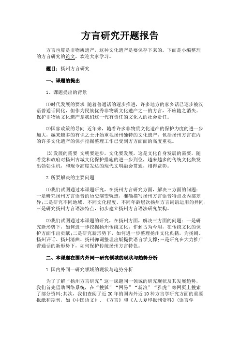 最新 方言研究开题报告-精品