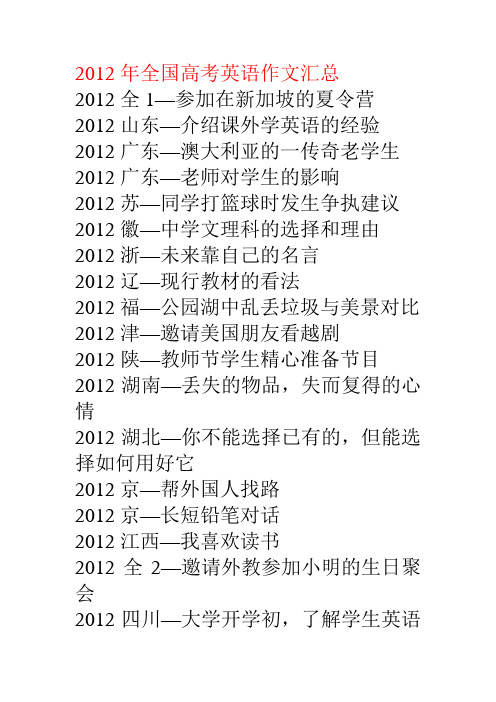 2012年全国高考英语作文汇总