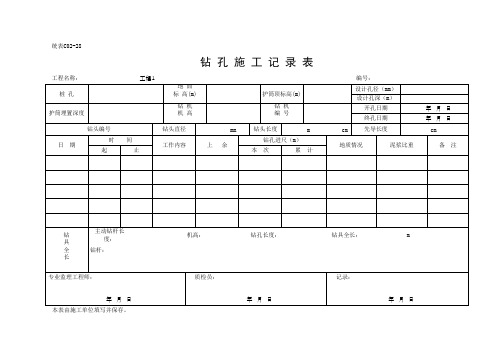 钻 孔 施 工 记 录 表(最新)