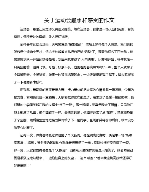 关于运动会趣事和感受的作文