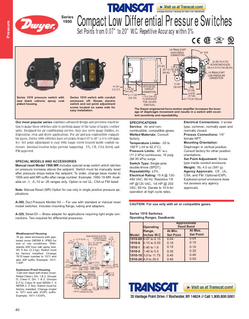 Micromatic Dwyer Instrsatements 压力传感器和连接系列图表说明书