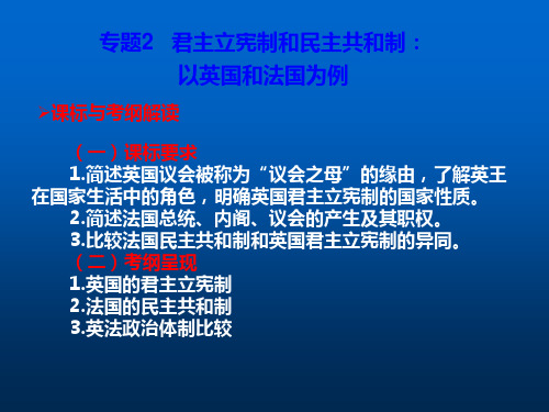 专题2 君主立宪制和民主共和制：以英国和法国为例精品PPT教学课件