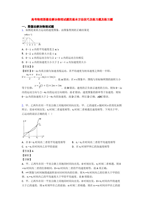 高考物理图像法解决物理试题的基本方法技巧及练习题及练习题