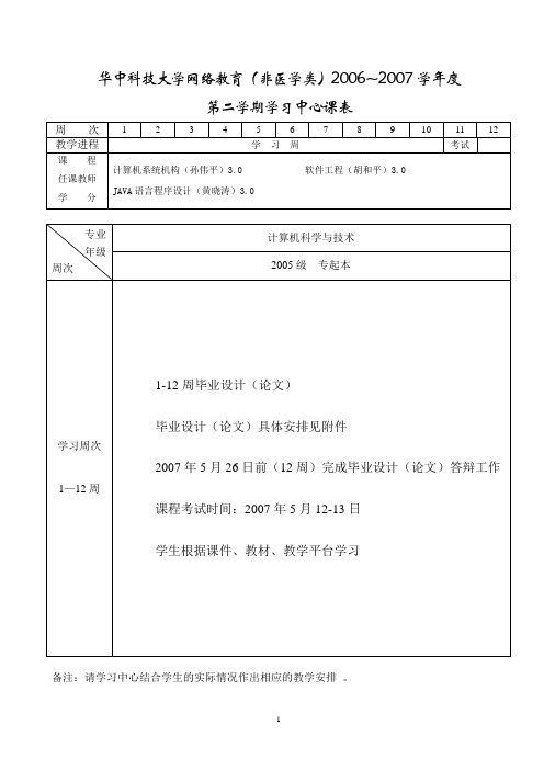 华中科技大学网络教育(非医学类)2006~2007学年度