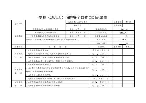 学校消防安全自查自纠记录表