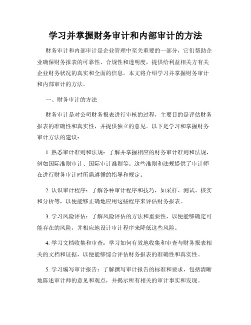 学习并掌握财务审计和内部审计的方法