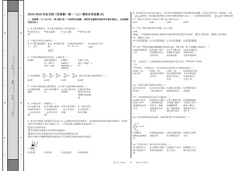 2018-2019专业文档(含答案)高一(上)期末化学试卷 (5)