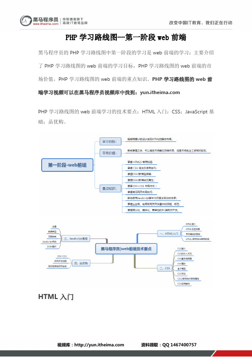 PHP学习路线图--第一阶段web前端