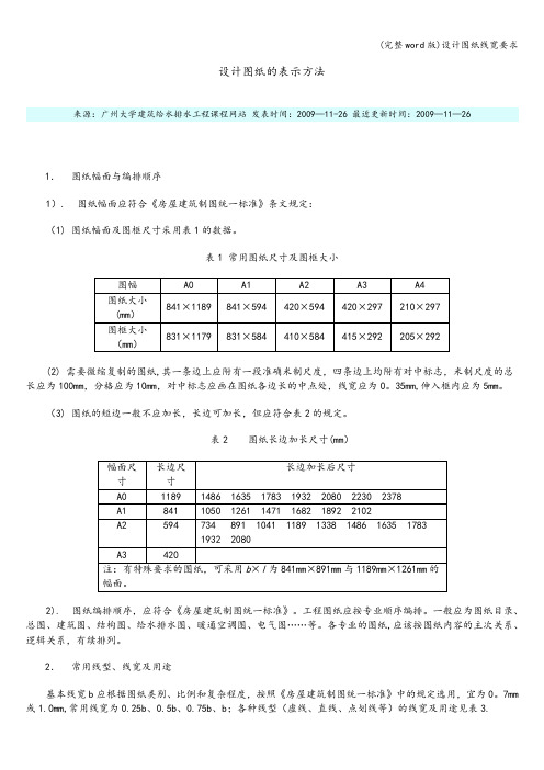 (完整word版)设计图纸线宽要求