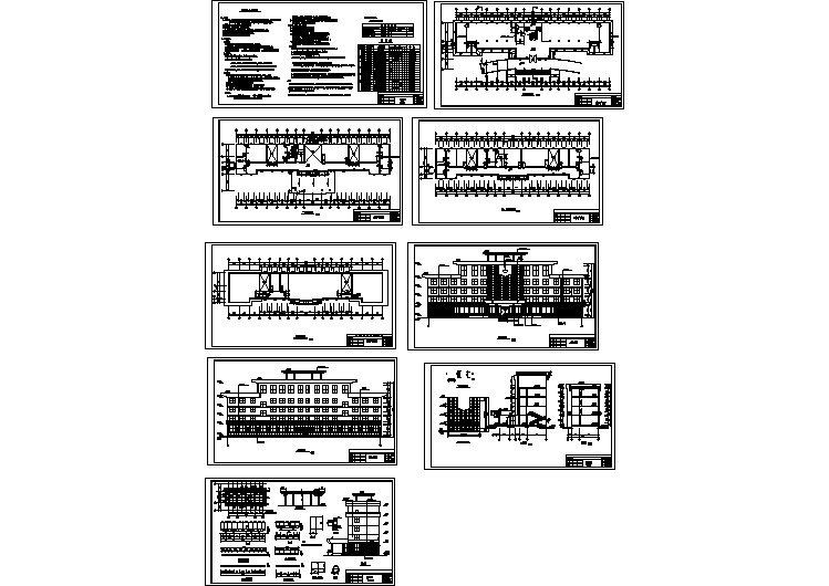 小型办公楼建筑平立剖面布置图