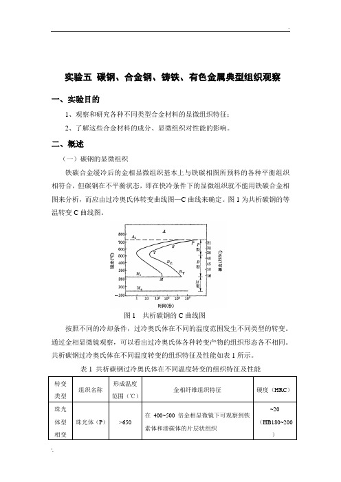 实验五(碳钢、合金钢、铸铁、有色典型组织观察)