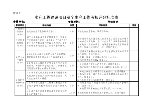 水利工程建设考核表水利工程管理考核表doc